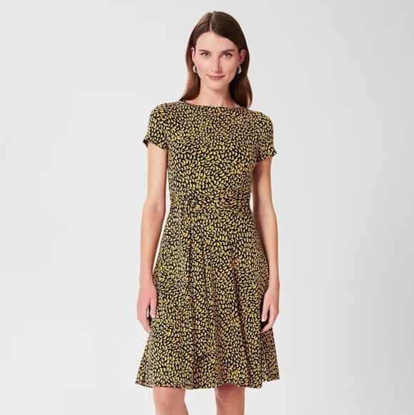 Hobbs London Kimmi Jersey Knee Length Crew Neck Dress Tie Waist Size 6 Women's - Picture 2 of 16